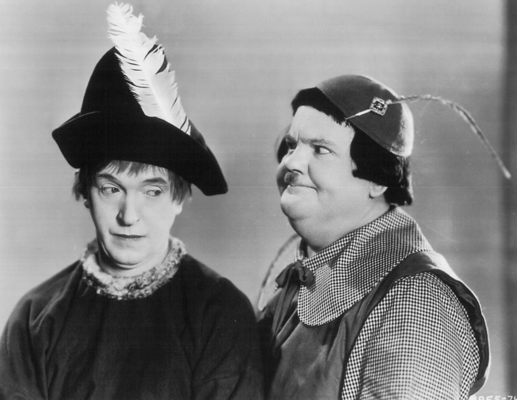 Stan Laurel and Oliver Hardy in March of the Wooden Soldiers.